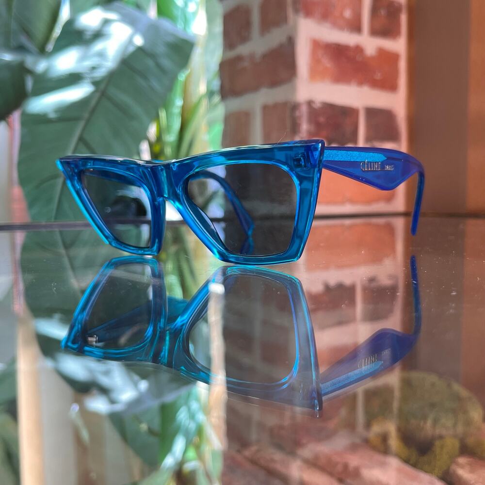CELINE CL414468/S Blue Transparent Acetate Cat Eye Sunglasses